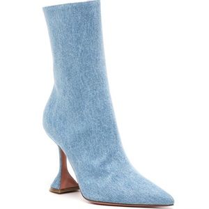Amina Muaddi Giorgia Bootie Blue Denim